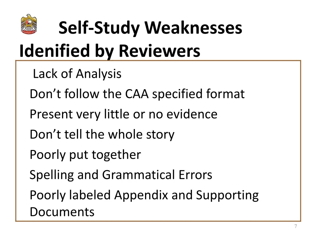 self study weaknesses idenified by reviewers lack