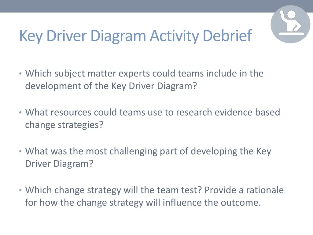 key driver diagram activity debrief