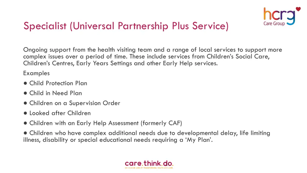 specialist universal partnership plus service