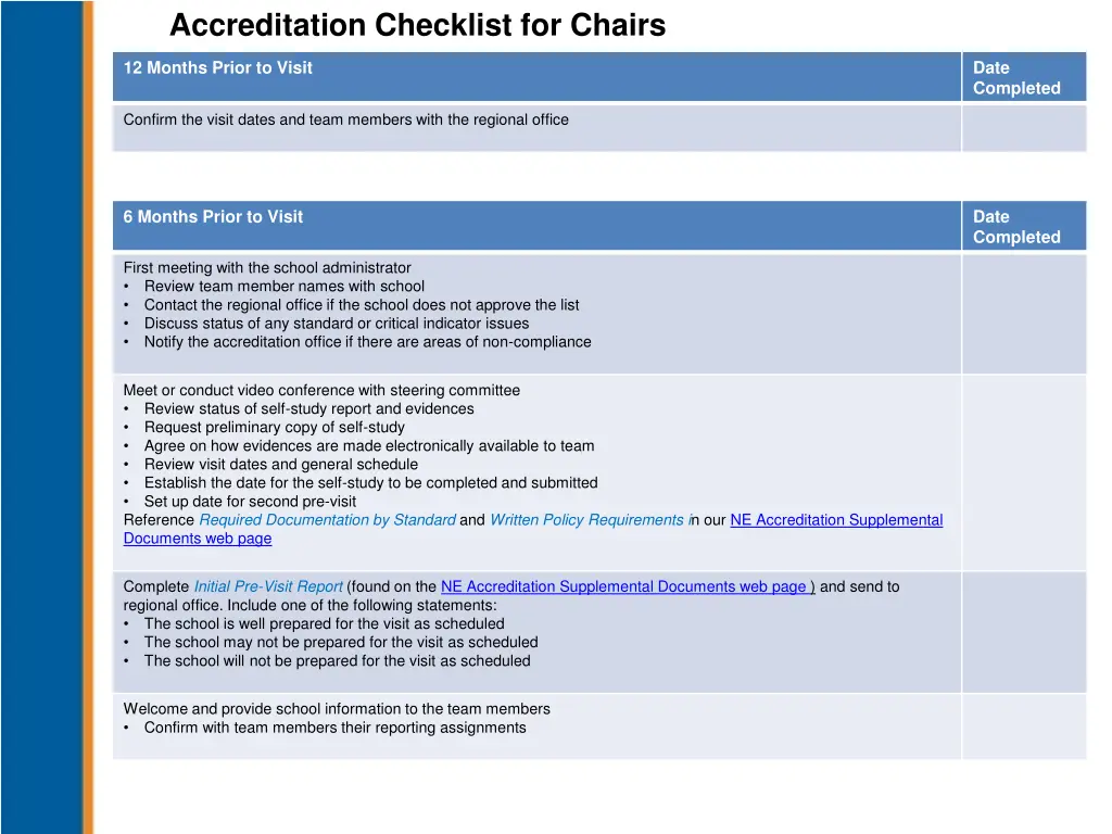 accreditation checklist for chairs 1