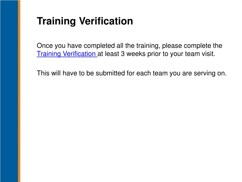 training verification