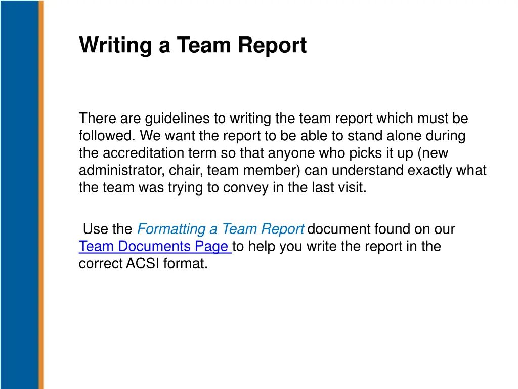 writing a team report