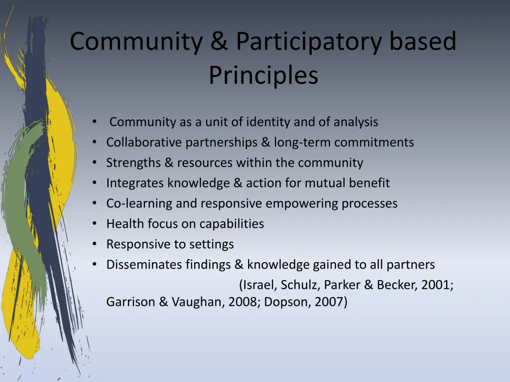 community participatory based principles