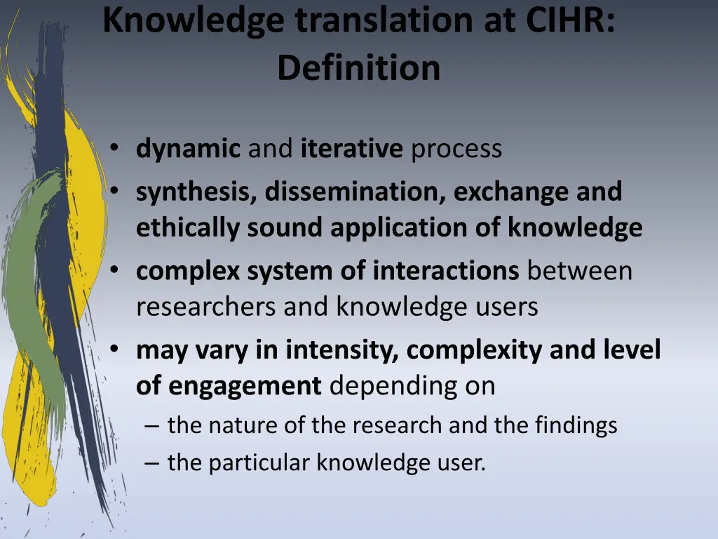 knowledge translation at cihr definition