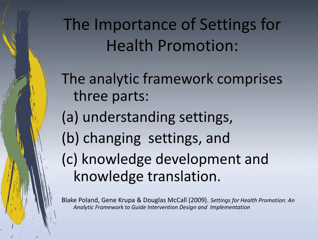 the importance of settings for health promotion