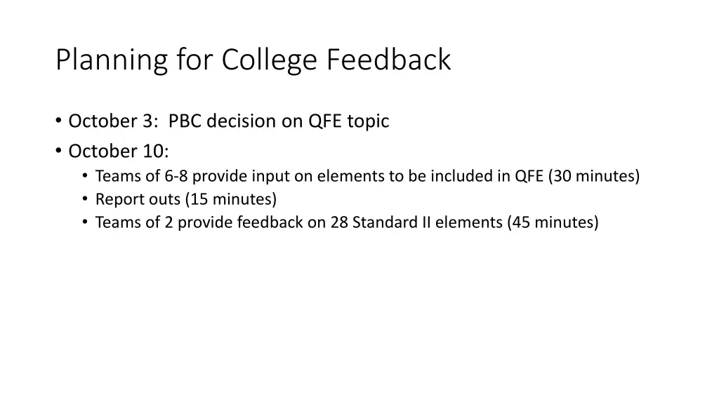 planning for college feedback