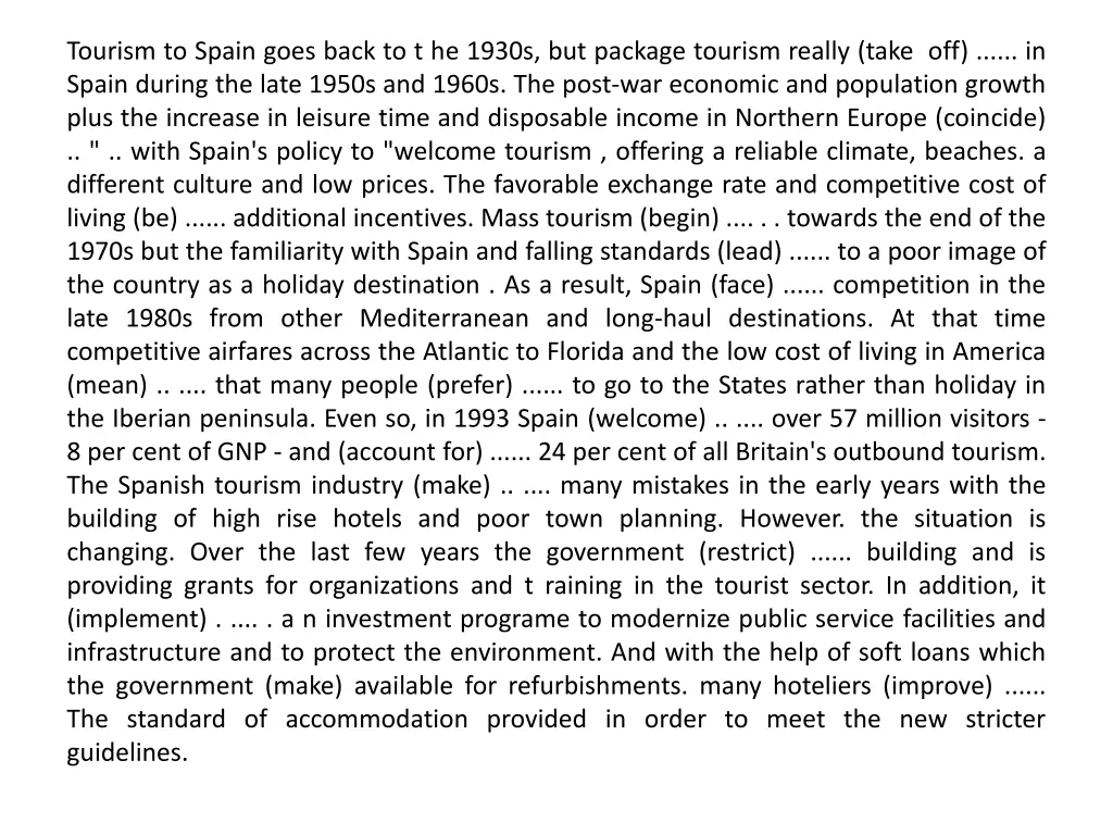 tourism to spain goes back to t he 1930s