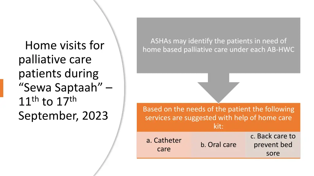 ashas may identify the patients in need of home