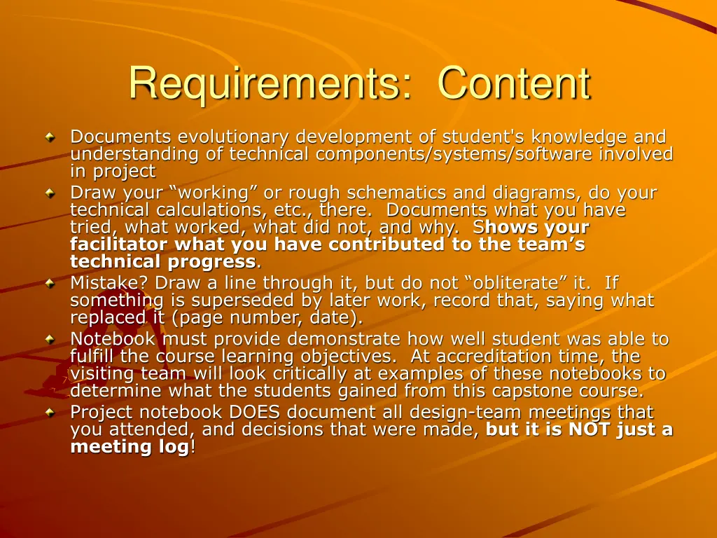 requirements content