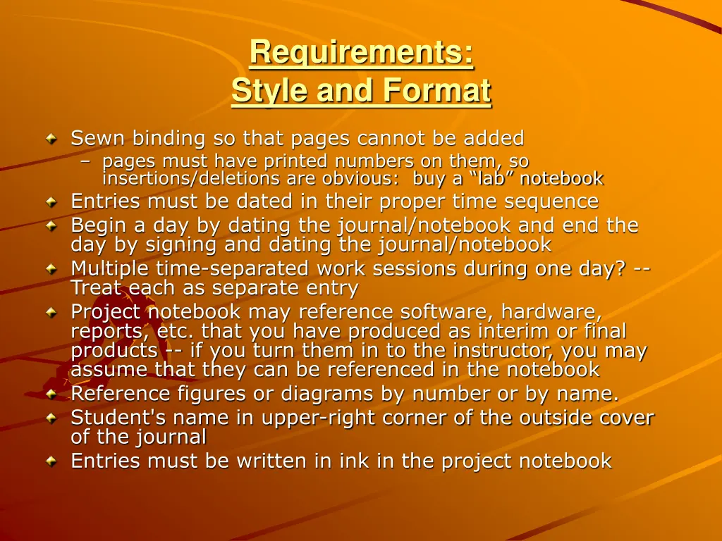 requirements style and format