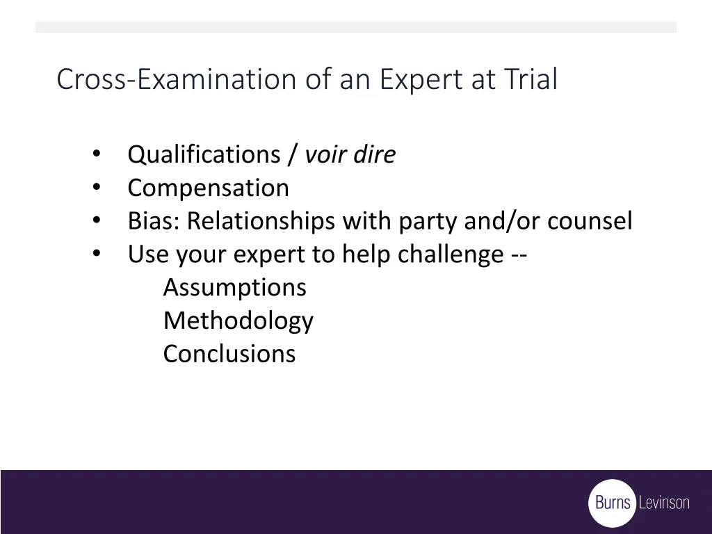 cross examination of an expert at trial