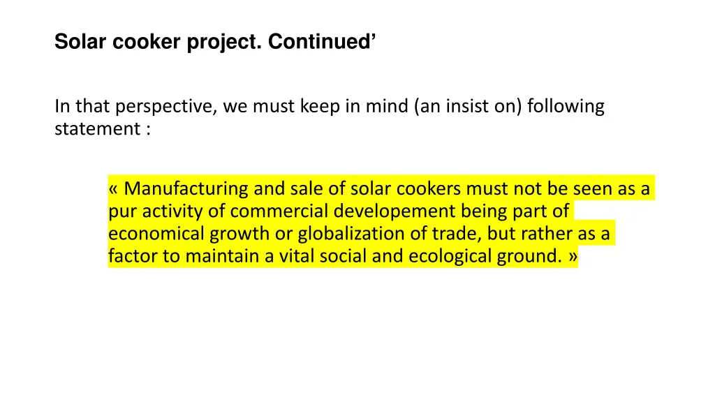 solar cooker project continued 2