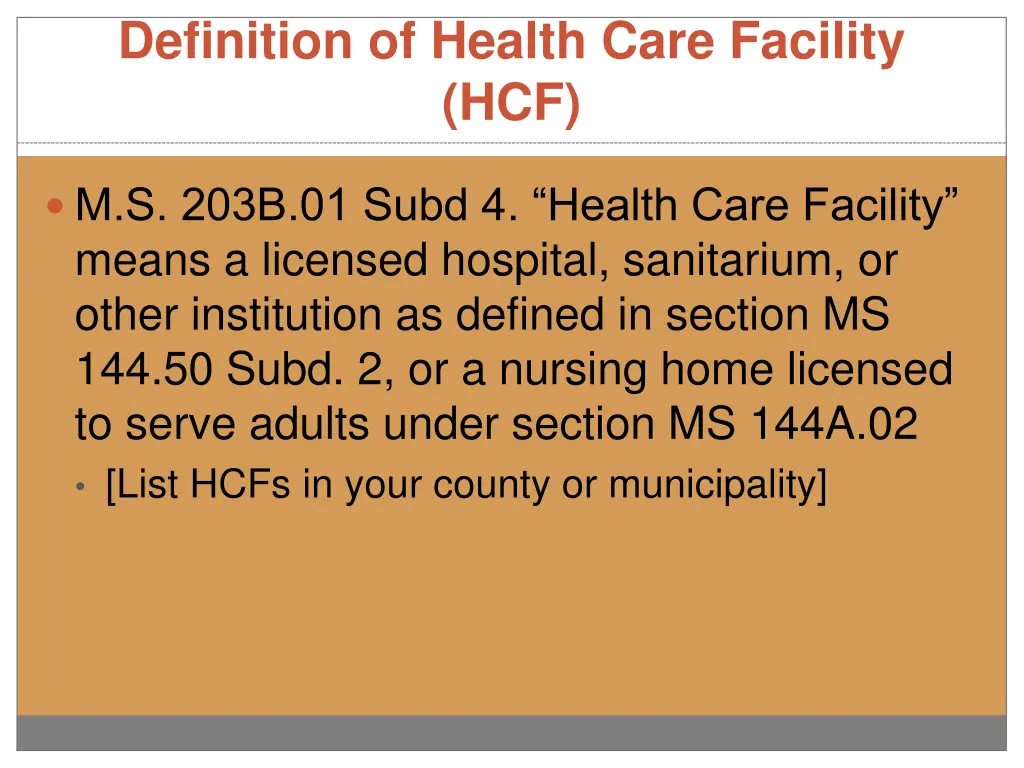 definition of health care facility hcf