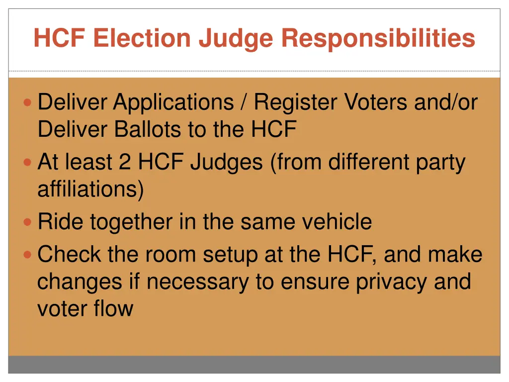 hcf election judge responsibilities