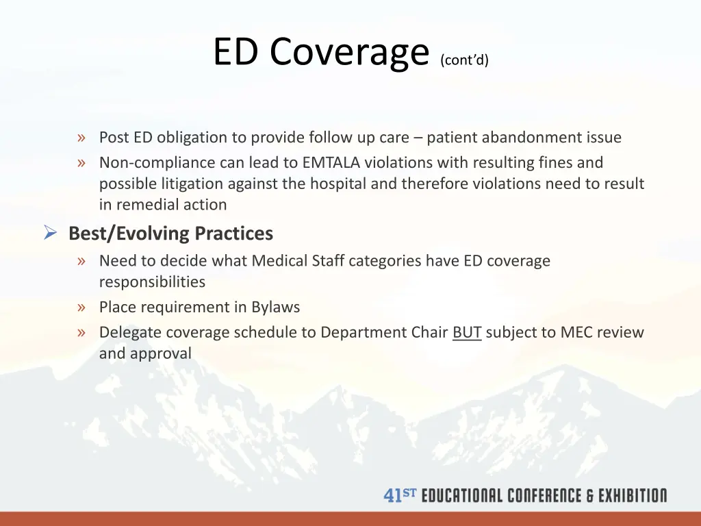 ed coverage cont d