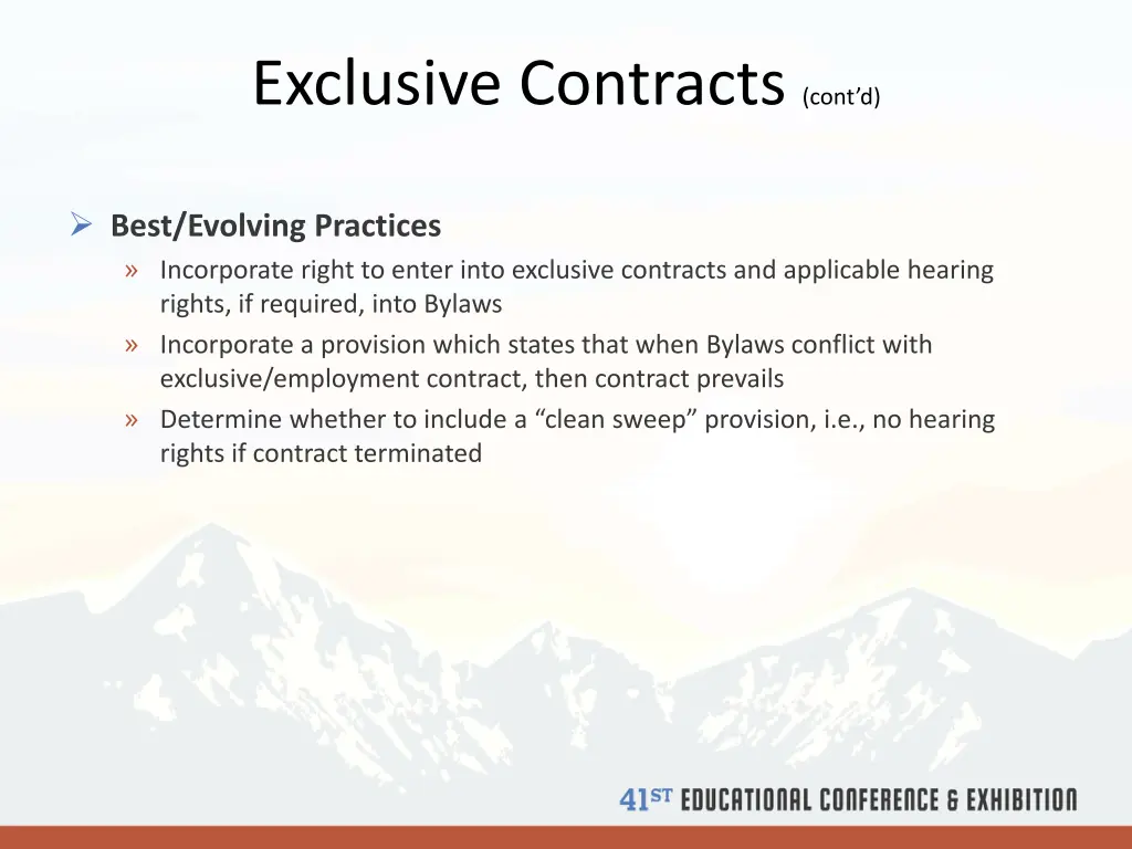 exclusive contracts cont d