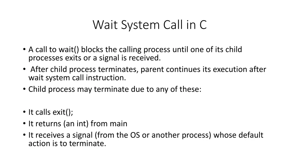 wait system call in c