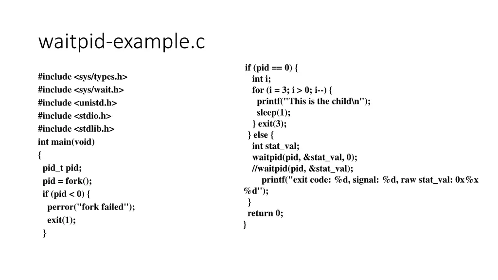 waitpid example c