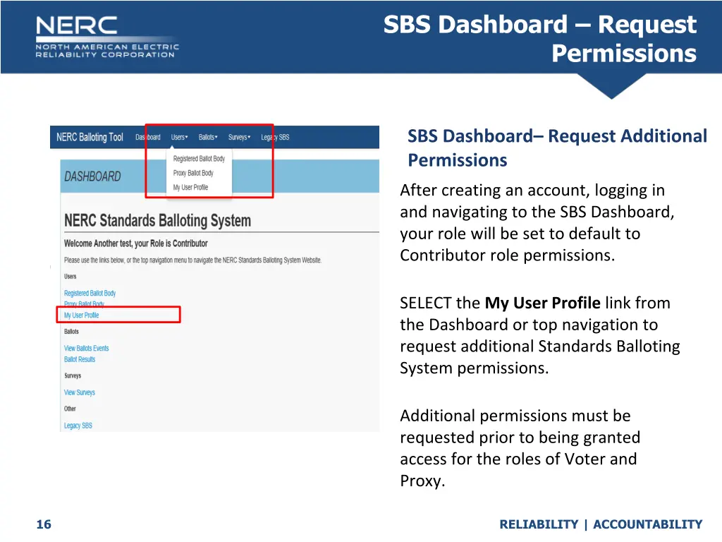 sbs dashboard request