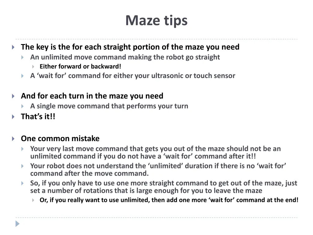 maze tips