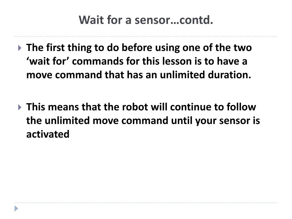 wait for a sensor contd 1