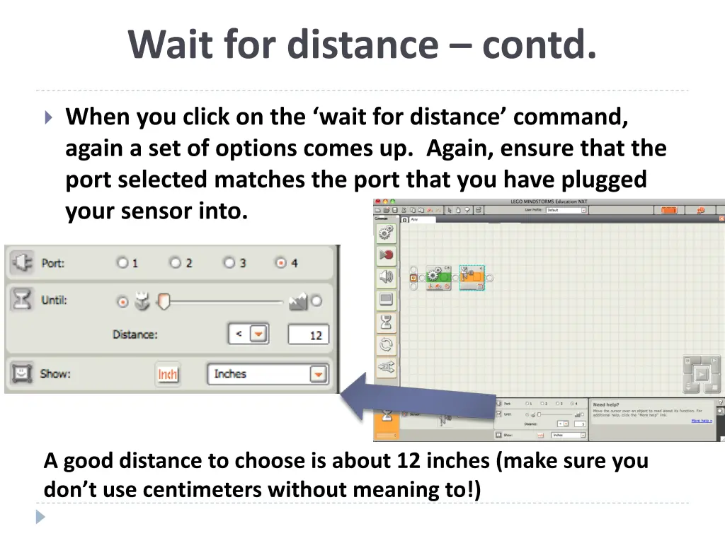 wait for distance contd