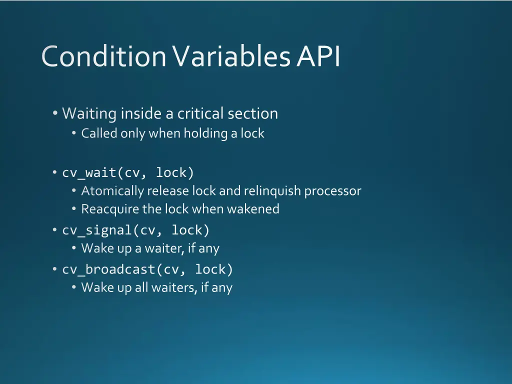 condition variables api