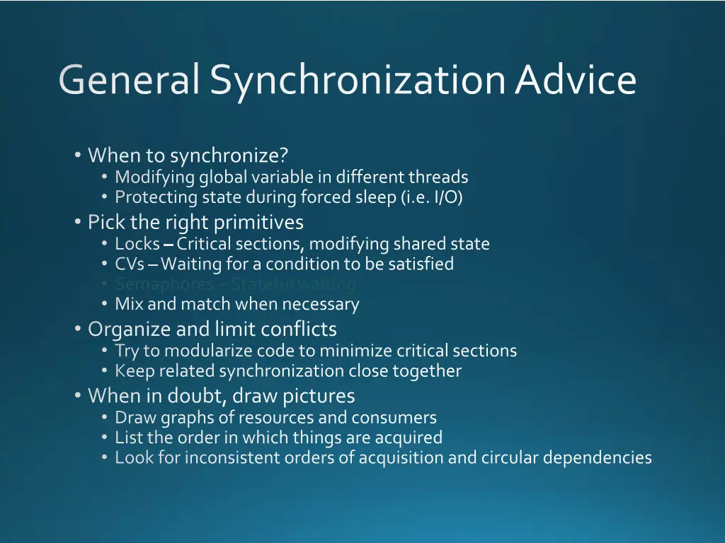 general synchronization advice