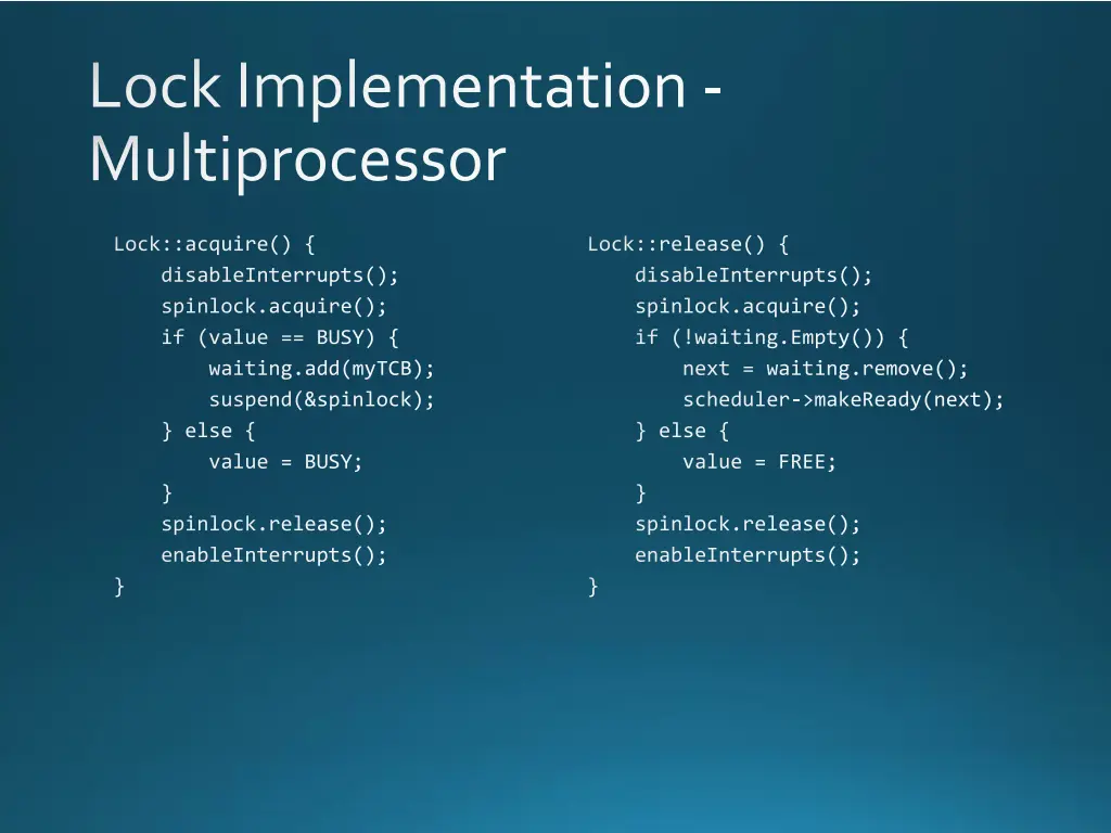 lock implementation multiprocessor