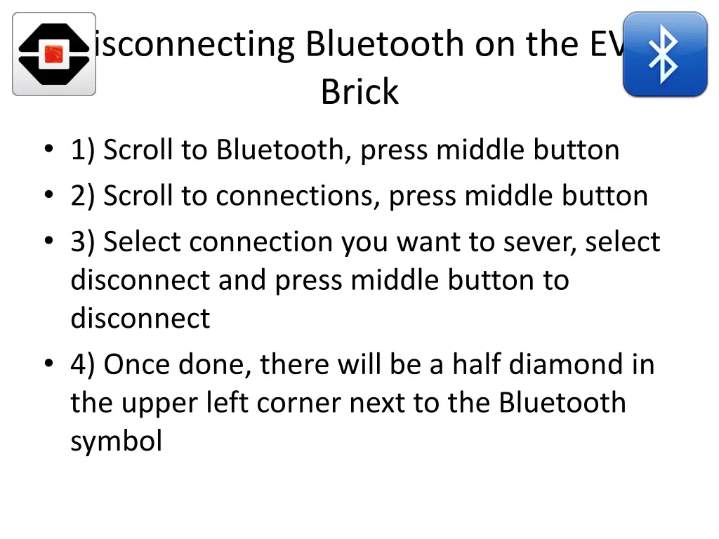 disconnecting bluetooth on the ev3 brick