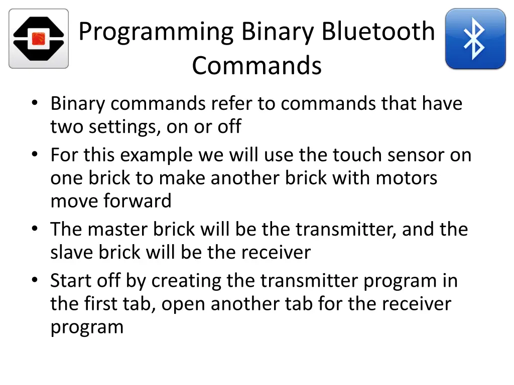 programming binary bluetooth commands binary