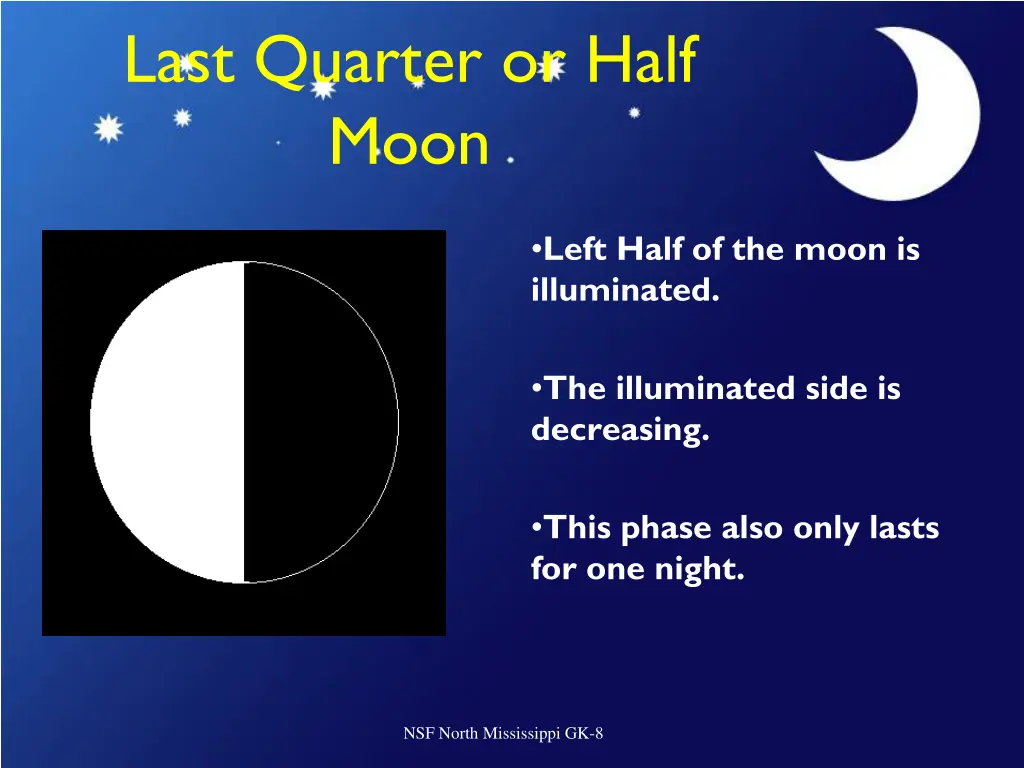 last quarter or half moon