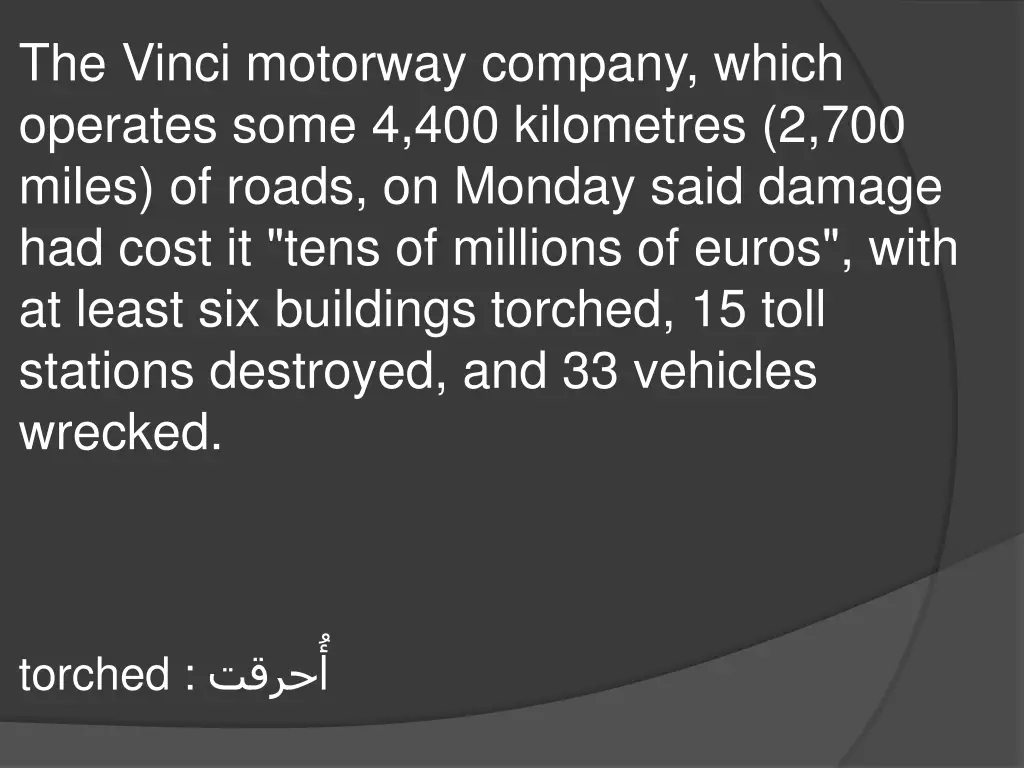 the vinci motorway company which operates some