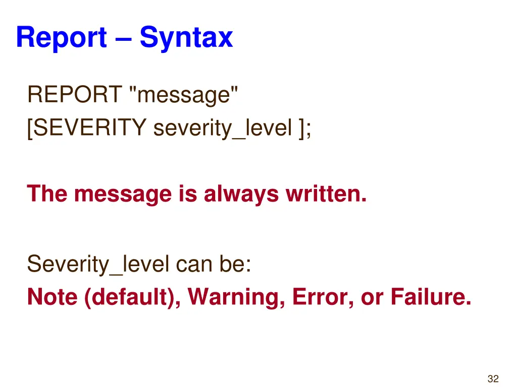 report syntax