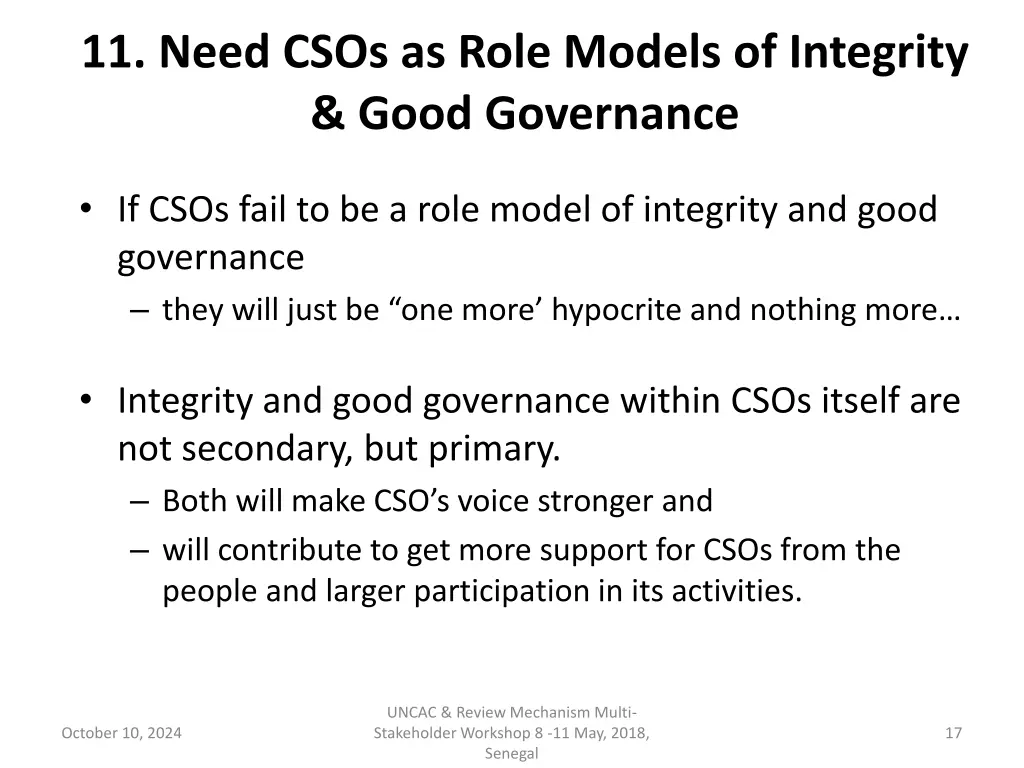 11 need csos as role models of integrity good