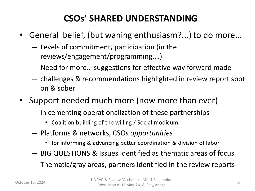 csos shared understanding