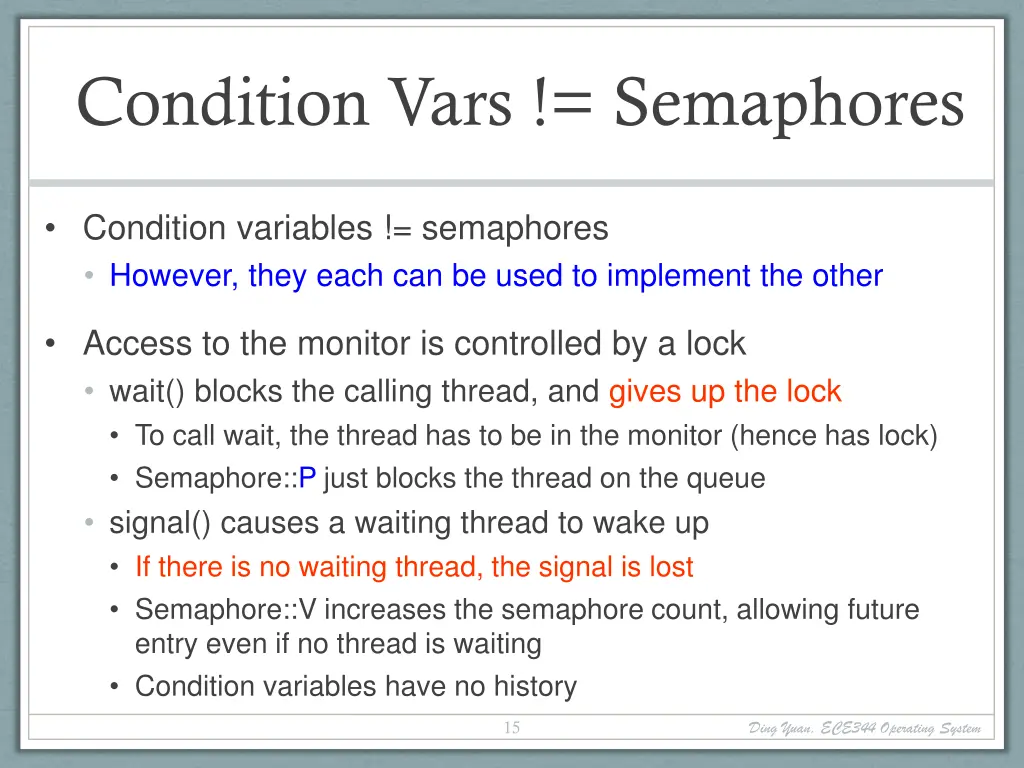 condition vars semaphores