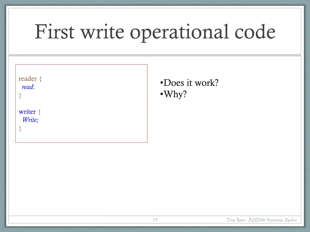 first write operational code