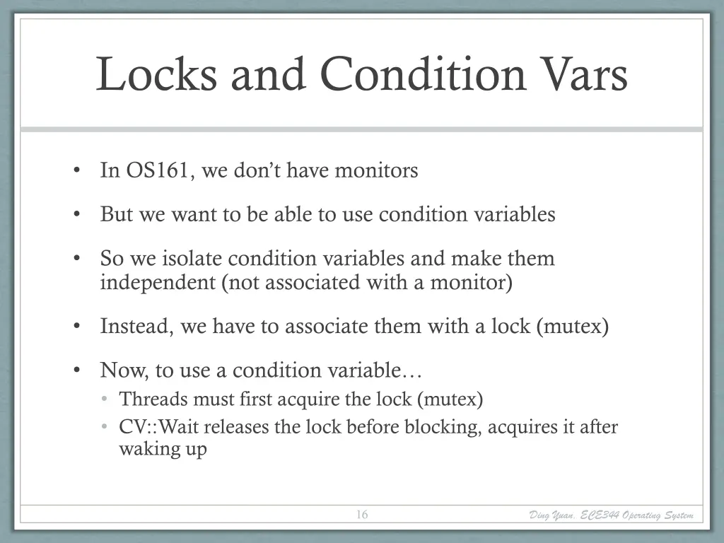 locks and condition vars