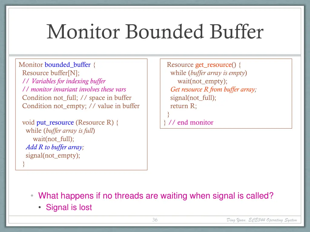 monitor bounded buffer