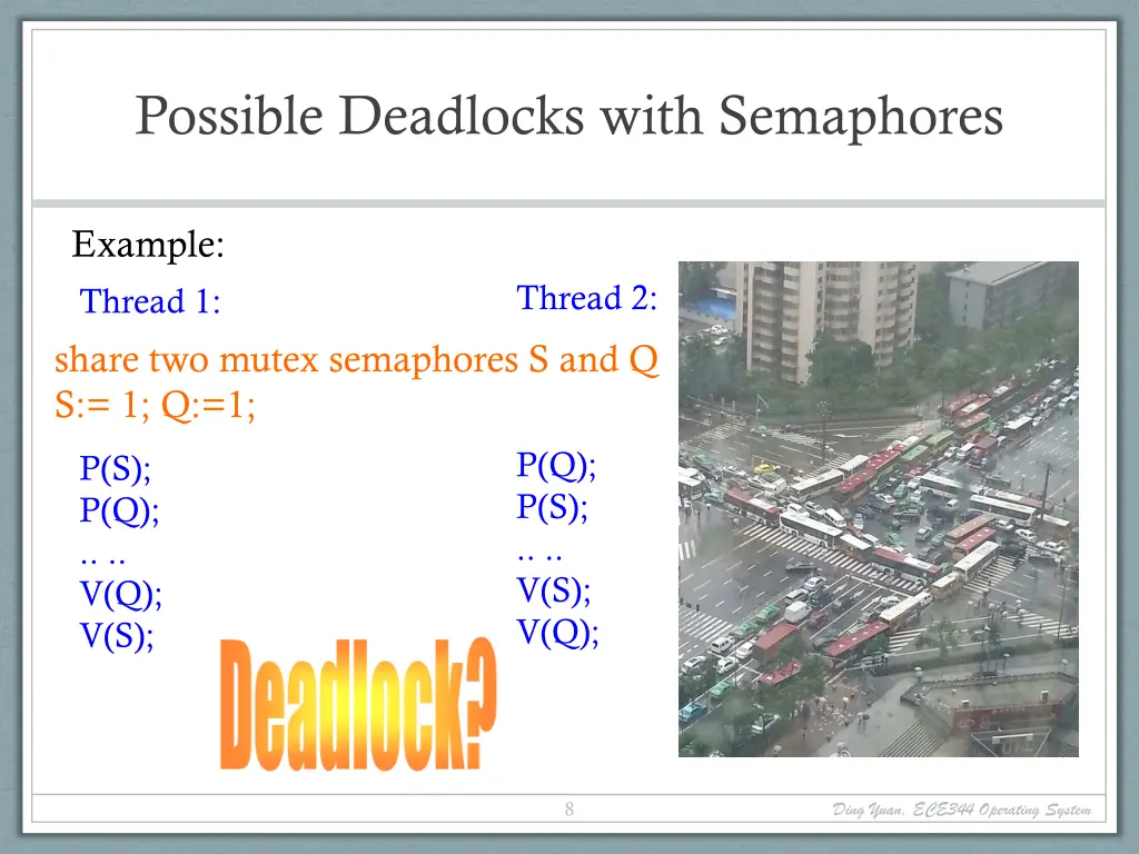 possible deadlocks with semaphores