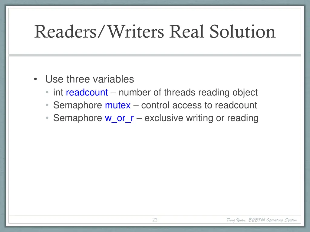 readers writers real solution