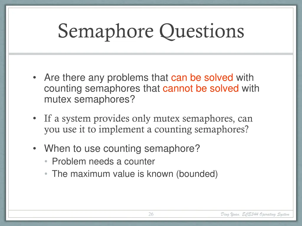 semaphore questions