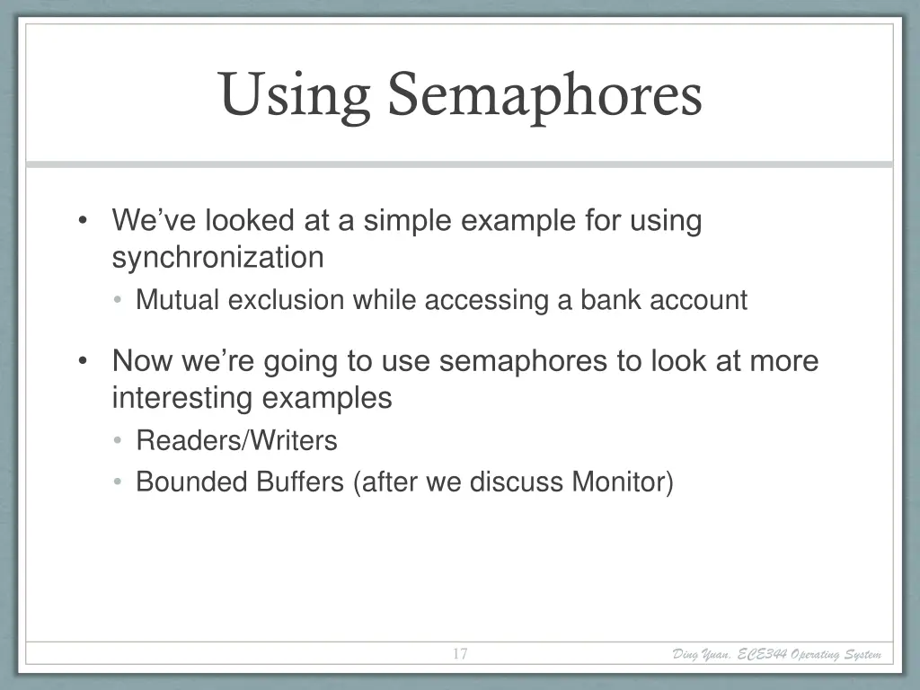 using semaphores 1