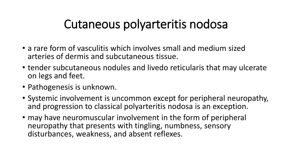 cutaneous polyarteritis nodosa cutaneous