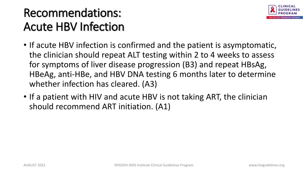 recommendations recommendations acute