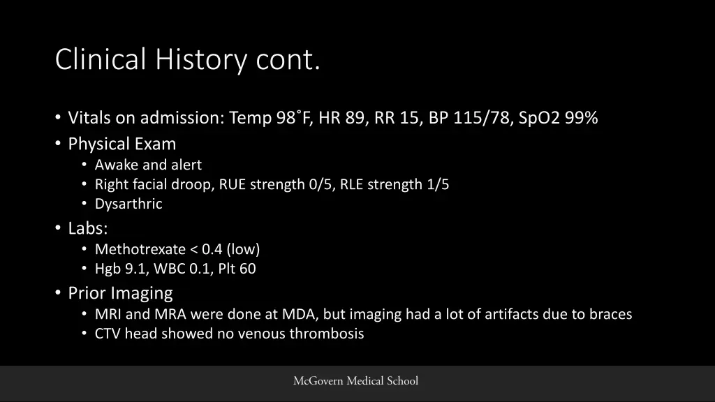 clinical history cont