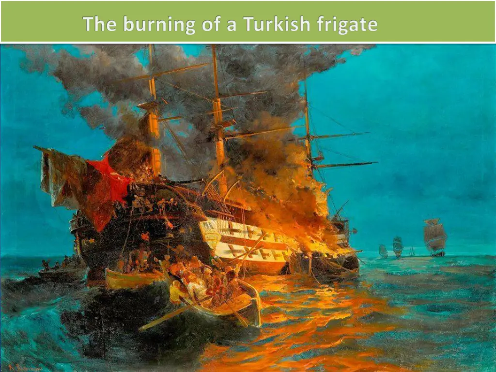 the burning of a turkish frigate