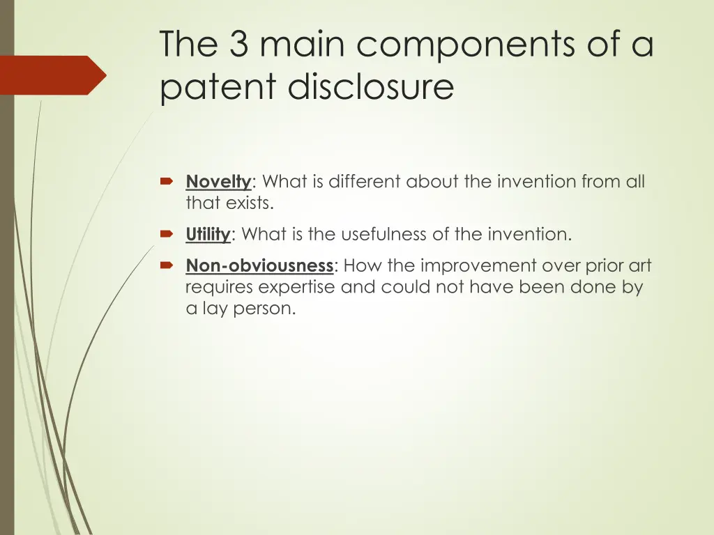 the 3 main components of a patent disclosure