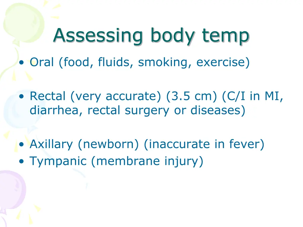 assessing body temp